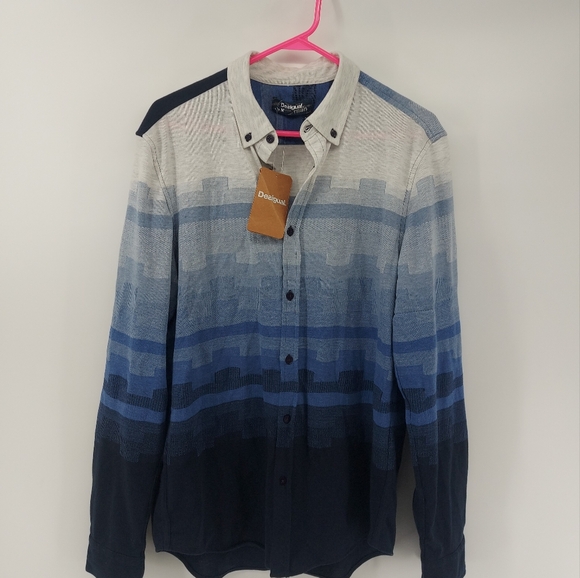 Desigual Men's Blue Button Front Shirt Size Medium - Picture 2 of 10